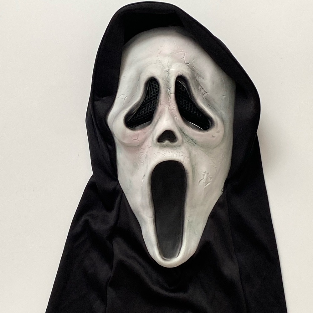 Scream White Ghost Face Halloween Mask and Hood